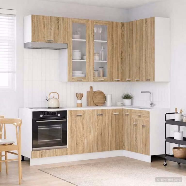 vidaXL Unità Cucina LYON 8 Pezzi in Rovere Sonoma e Legno Ingegnerizzato
