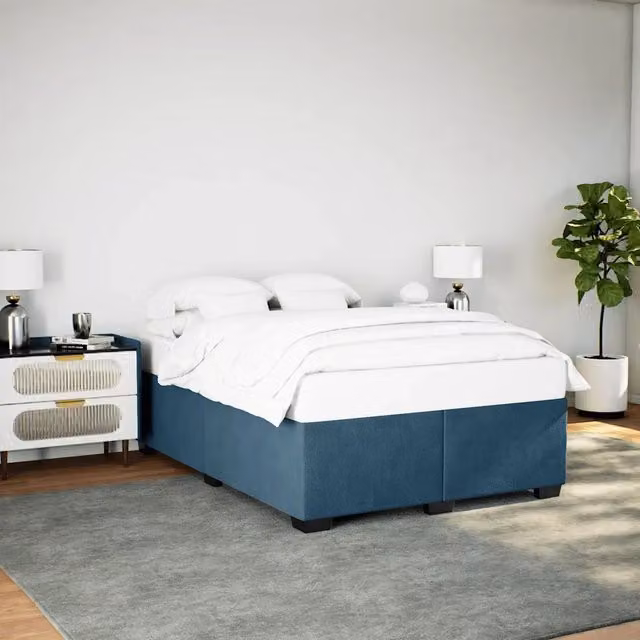 Struttura Letto Giroletto in Velluto Blu L 160 cm x P 200 cm