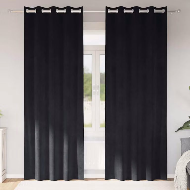 Set di 2 tende oscuranti vidaXL in velluto nero, L: 140 cm, H: 245 cm