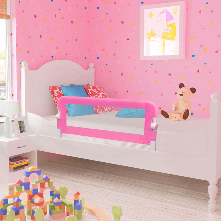 Set di 2 sponde per la sicurezza del letto per bambini vidaXL, pieghevoli, rosa, L: 102 cm, H: 42 cm