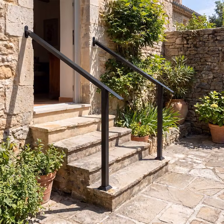 Costway Set di 2 corrimano per scale regolabili 0-150° in acciaio galvanizzato nero L: 99 cm, P: 9 cm, H: 74 cm