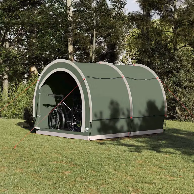 vidaXL Carport Tenda porta biciclette Verde in poliestere e fibra di vetro L/P/H: 256 x 222 x 182 cm