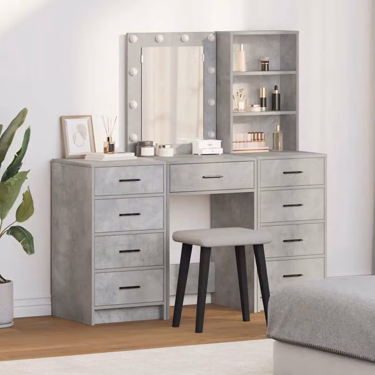 vidaXL Tavolo da Trucco Moderno Grigio L/P/H: 40 x 41 x 135 cm