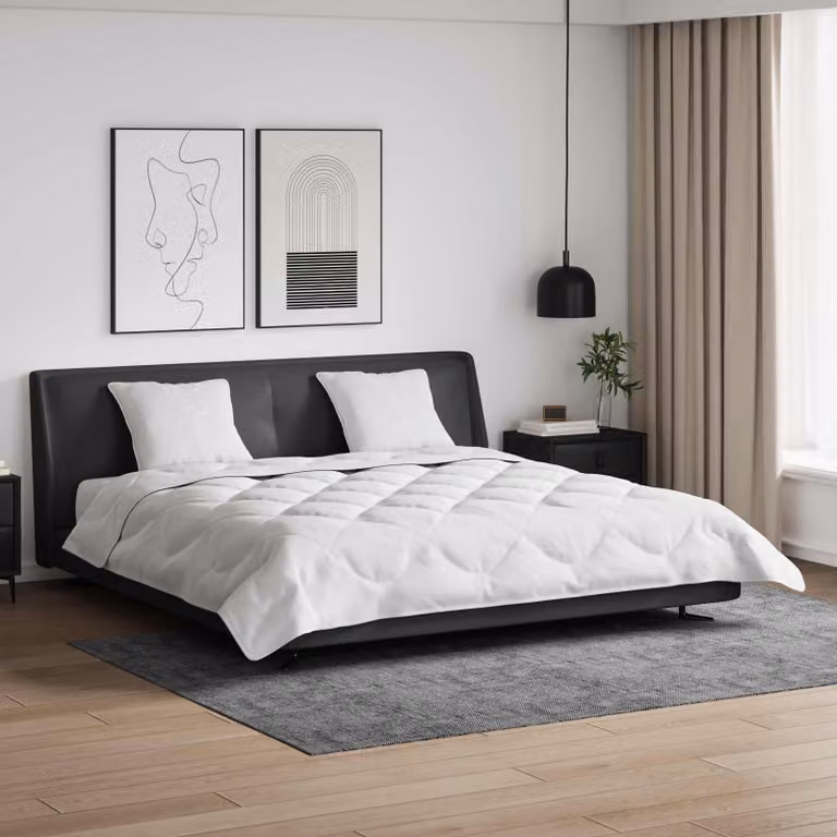 Set da letto vidaXL composto da piumone e 3 cuscini in microfibra traspirante, Bianco, L: 240 cm x P: 220 cm