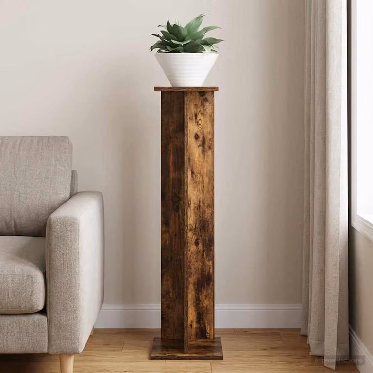 vidaXL Supporto per piante moderno in legno Rovere Fumo L/P/H: 25 x 25,5 x 100,5 cm