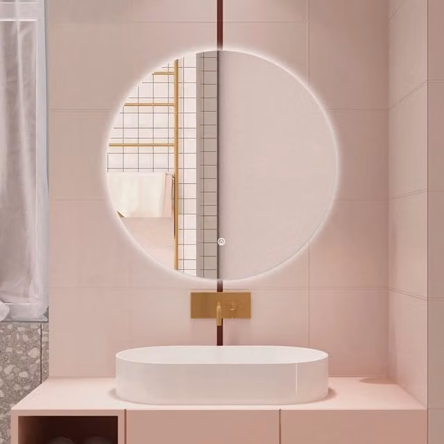 Specchio da bagno AICA con luce LED dimmerabile, interruttore touch e funzione memoria, L 80 cm x H 80 cm, bianco