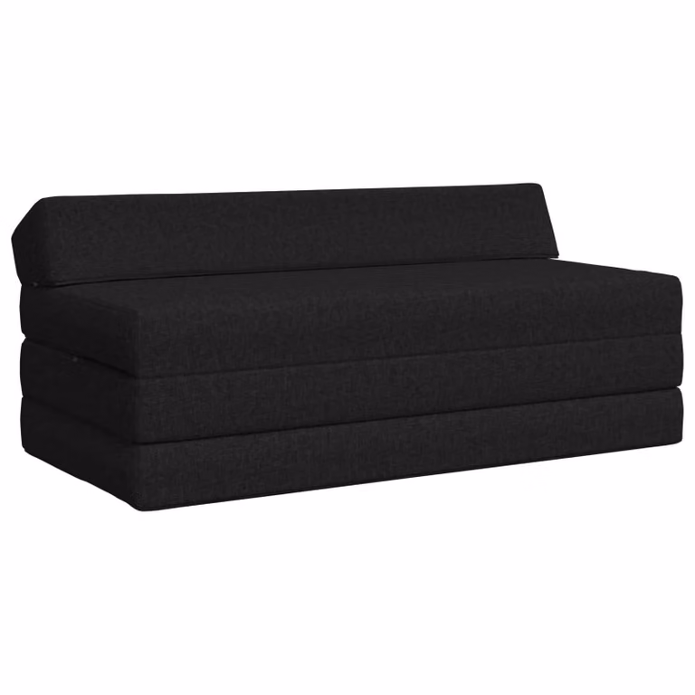 vidaXL Divano Letto Pieghevole Moderno in Tessuto Nero L: 120 cm, P: 60 cm, H: 49 cm