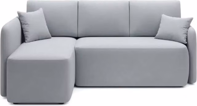 Divano ad angolo sinistro HEDSON MEUBLORAMA Grigio, modello moderno con funzione letto, poggiatesta regolabile e contenitore, L/P/H: 206 x 150 x 126 cm