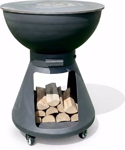 Tempo Style Barbecue a Legna e Carbone Yucatán Antracite con Griglia in Acciaio Inox e Ruote