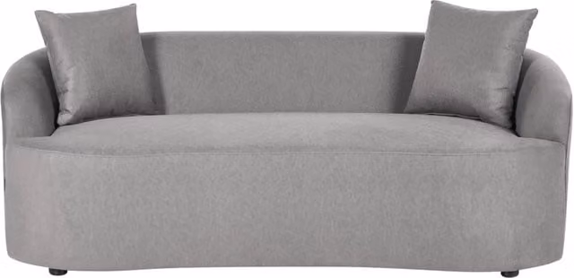 Divano Beliani a 2 posti con forma ovale e stile organico, rivestito in tessuto beige e grigio con struttura in legno massiccio, L: 175 cm, P: 80 cm, H: 68 cm