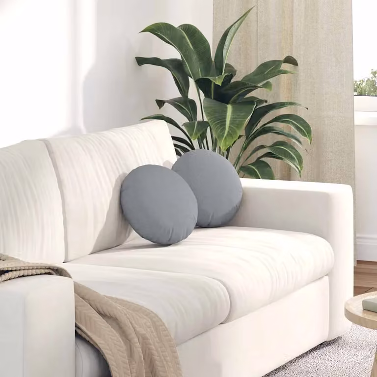 Set di 2 cuscini per seduta rotondi vidaXL in tessuto grigio, Ø 30 x 13 cm