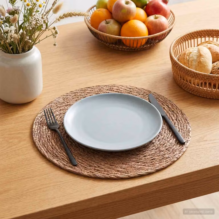 Set di 12 tovagliette in erba di mare vidaXL Marrone stile rustico