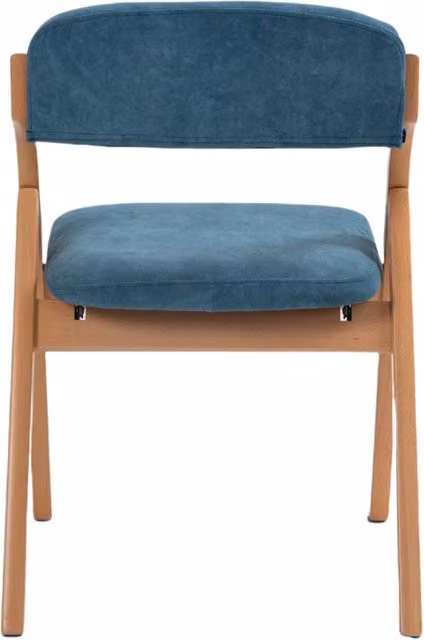 Set di 2 sedie pieghevoli imbottite Zephmum in legno di faggio blu per cucina, sala da pranzo o giardino