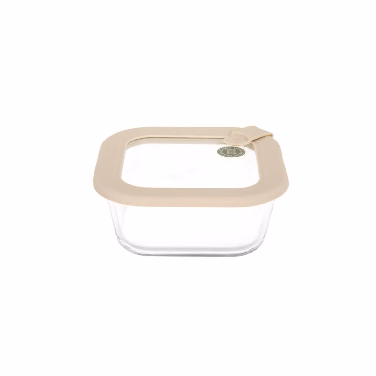 Contenitore alimentare quadrato in vetro trasparente con coperchio a scatto Sileat, 500 ml