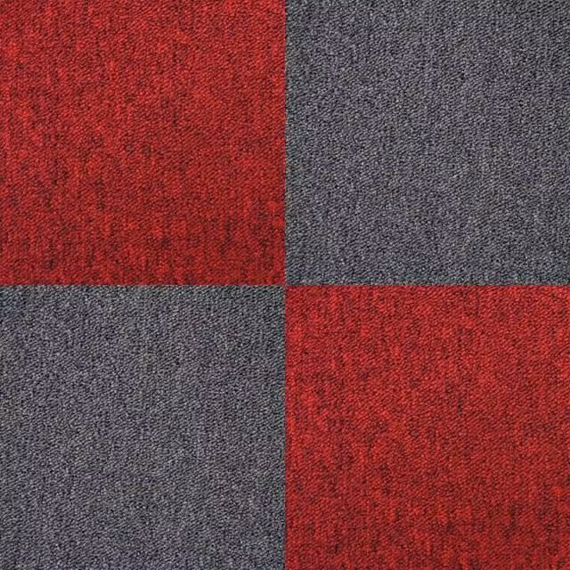 Moquette a quadrotte autoposanti MonsterShop, pacco da 20 pezzi, copre 5mq, colori nero e rosso, stile moderno, L/P: 50 x 50 cm