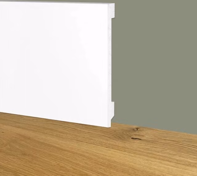 Battiscopa passacavo squadrato ETERNAL PARQUET in polimeri bianco L: 10 cm, H: 1,5 cm, L: 200 cm