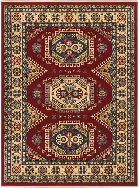 Tappeto Pierre Tappeti KAZAKH 1351 stile orientale persiano rosso e oro L: 140 cm, P: 200 cm