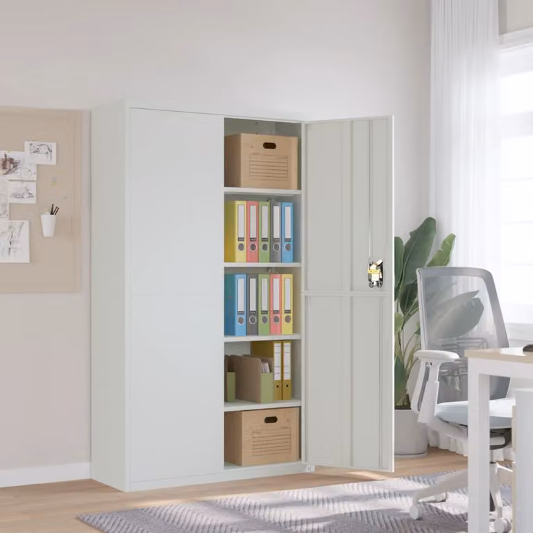 Armadio Classificatore vidaXL in Acciaio Grigio con Ripiani Regolabili e Serratura L: 105 cm, P: 40 cm, H: 180 cm