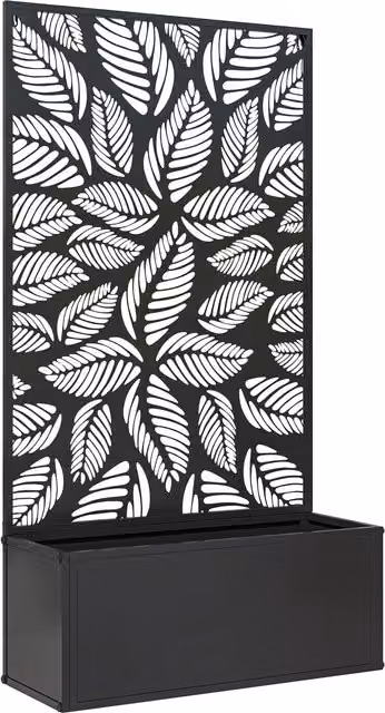 Fioriera Rialzata con Traliccio Decorativo per Rampicanti Outsunny, Nero, L: 61 cm, P: 23 cm, H: 113 cm