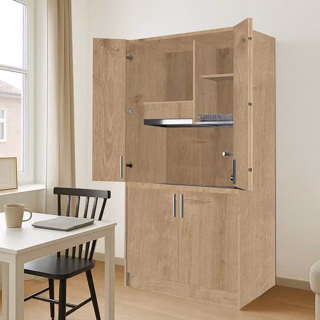 Cucina salvaspazio a scomparsa Fold Evolution Veriaffari colore rovere con elettrodomestici inclusi L: 125 cm, P: 62 cm, H: 208 cm
