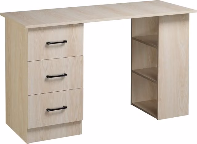 Scrivania per Computer HOMCOM in Legno con 3 Cassetti e 3 Ripiani, Design Moderno per Ufficio o Camera, L 120 x P 49 x H 72 cm