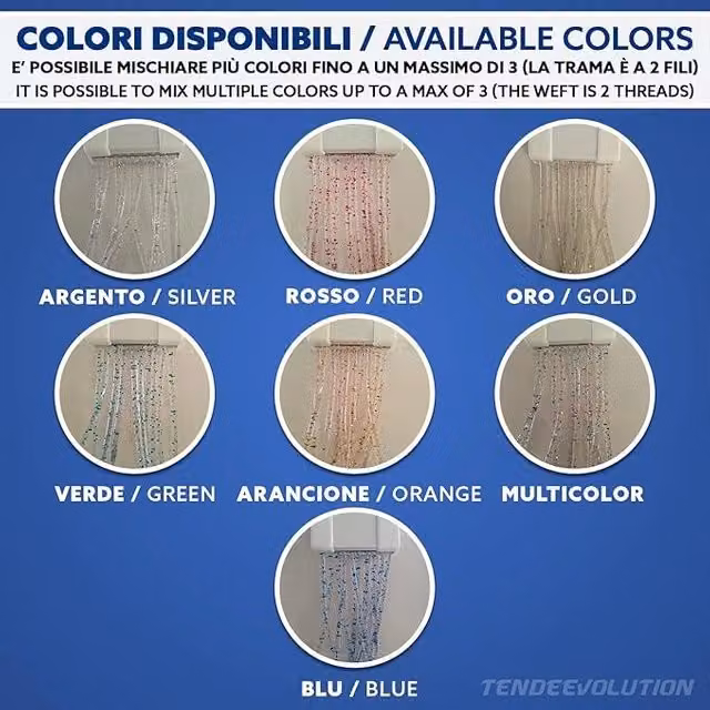 Tenda Antimosche Modello GLIT TENDEEVOLUTION in PVC Rosso e Argento, L: 140 cm x H: 260 cm
