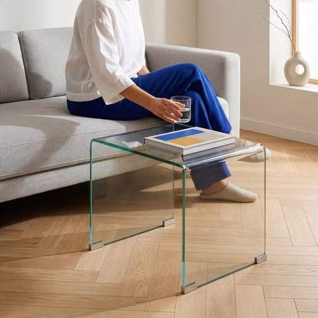 Tavolino da salotto Varlofrek en.casa in vetro trasparente, L/P/H: 50 x 50 x 50 cm