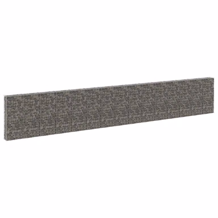 vidaXL Gabbione in acciaio zincato grigio con copertura, L 900 cm x P 30 cm x H 150 cm