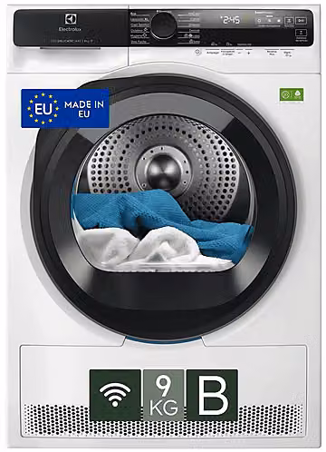 Asciugatrice a pompa di calore Electrolux EW7H5B da 9 kg, Bianco, Profondità: 63,6 cm, Classe B