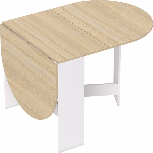 Tavolo da pranzo pieghevole HOMCOM per 6 persone con 2 ribalte ovali in legno, colore legno, L: 163 cm, P: 80 cm, H: 75 cm
