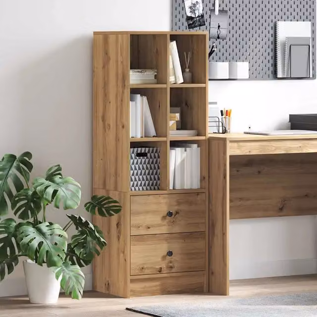 Credenza Buffet con Cassetto vidaXL in Rovere Marrone, Design Moderno, L 45,5 cm x P 34 cm x H 127 cm