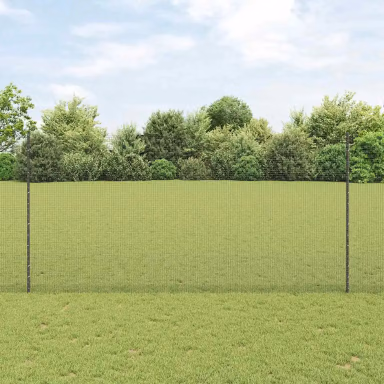 Recinzione in rete saldata con pali vidaXL in acciaio e PVC, colore grigio, dimensioni: 25 x 1,6 m