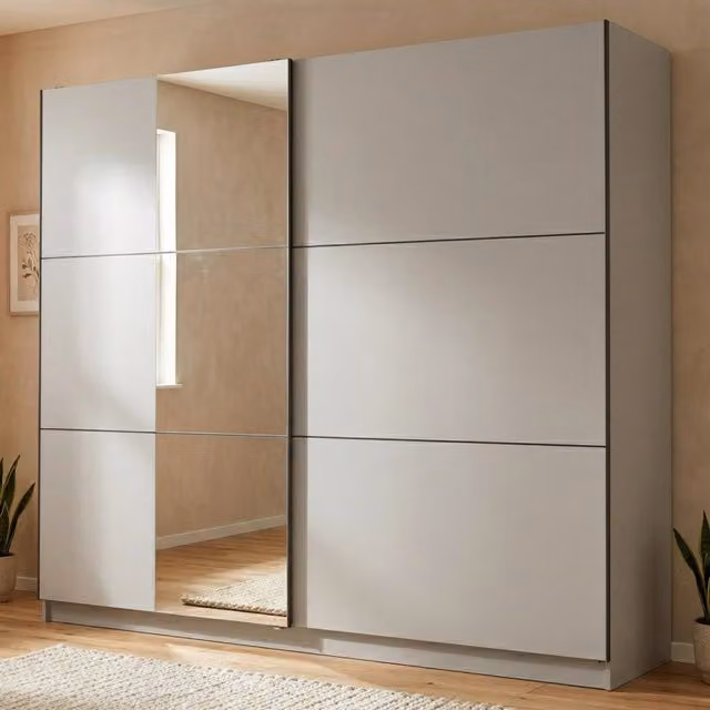 Armadio Camera da Letto Sorgono DMORA con Ante Scorrevoli, Bianco Opaco, L: 236.5 cm, H: 210 cm