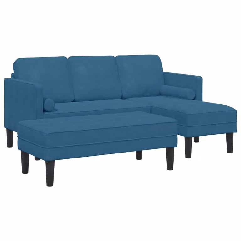vidaXL Divano ad angolo in velluto blu con cuscini, design minimalista con orientamento a sinistra