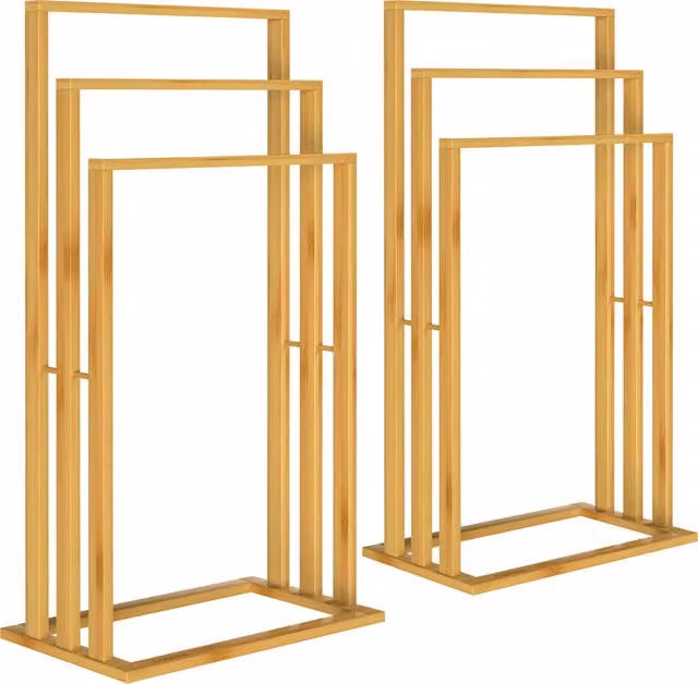 Set di 2 portasciugamani autoportanti Casaria in bambù marrone L/P/H: 82 x 40 x 24 cm