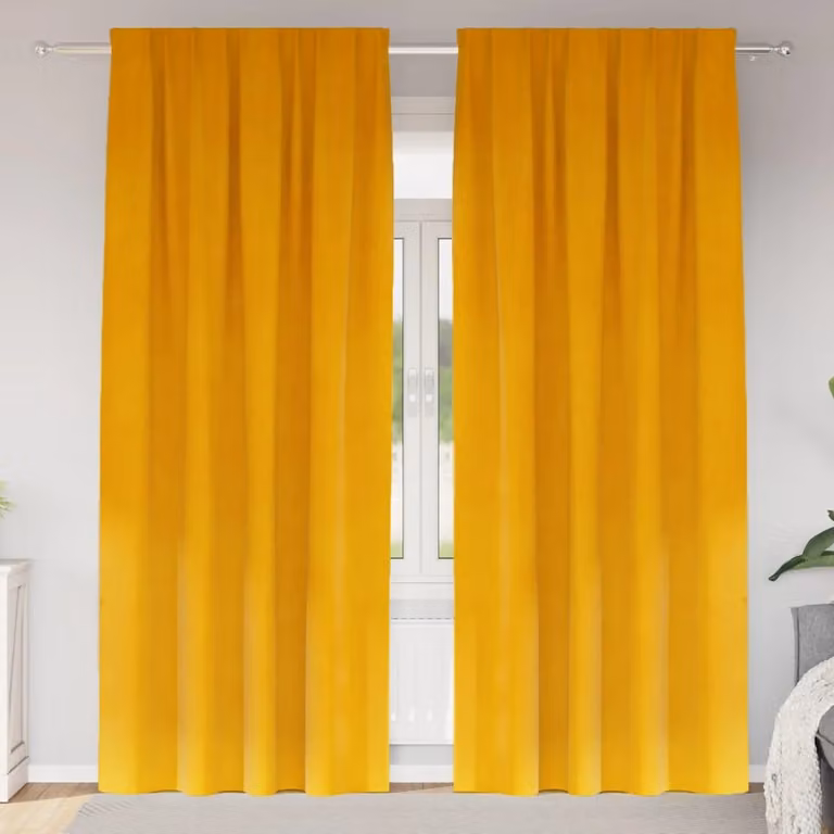 Set di 2 tende oscuranti vidaXL in velluto giallo, L: 140 cm, H: 260 cm