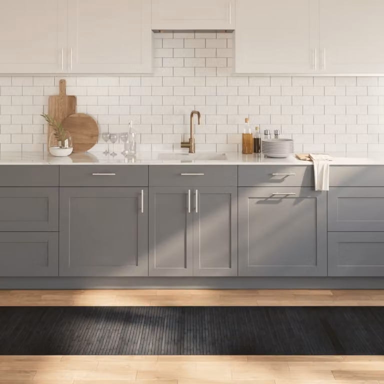 Tappeto rettangolare moderno vidaXL in bambù grigio antiscivolo L: 70 cm, P: 300 cm