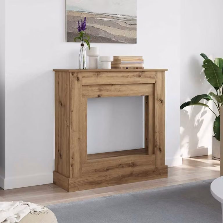 Cornice per Camino vidaXL in Rovere Marrone con Stile Rustico, H 90 cm x L 90 cm x P 30 cm