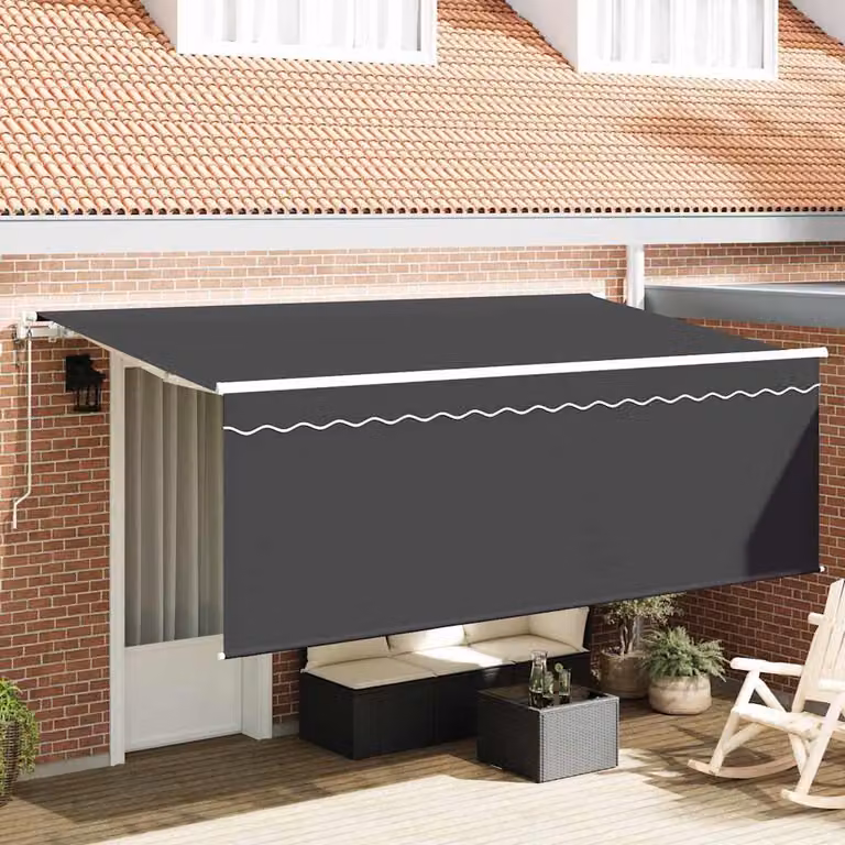 Tenda retrattile vidaXL colore antracite con bracci pieghevoli in poliestere e alluminio L: 350 cm, P: 200 cm