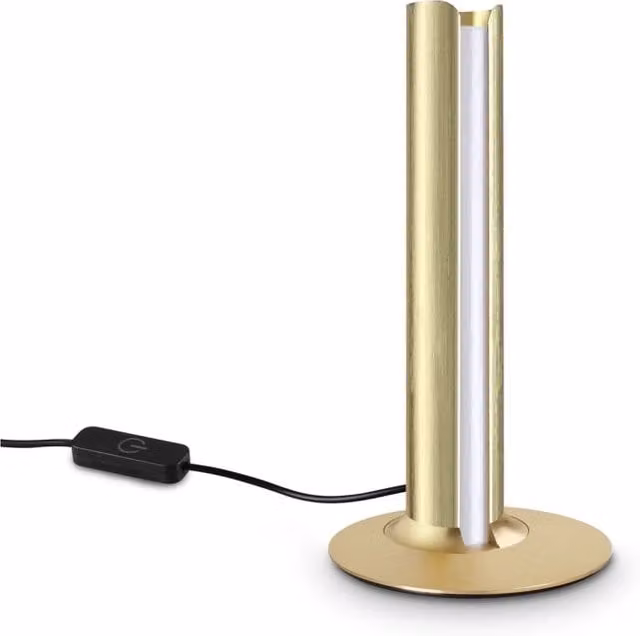 Lampada da tavolo LED Dorica Ideal Lux in ottone color oro con luce bianca calda