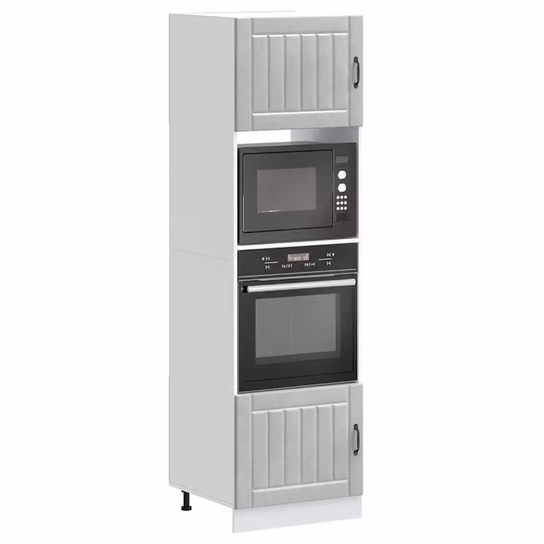 Set di 2 armadi per forno vidaXL Lucca in legno multistrato e MDF, colore grigio cemento opaco
