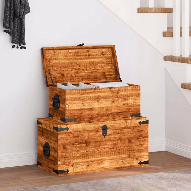Set di 2 casse da stoccaggio vidaXL in legno di mango color marrone stile rustico