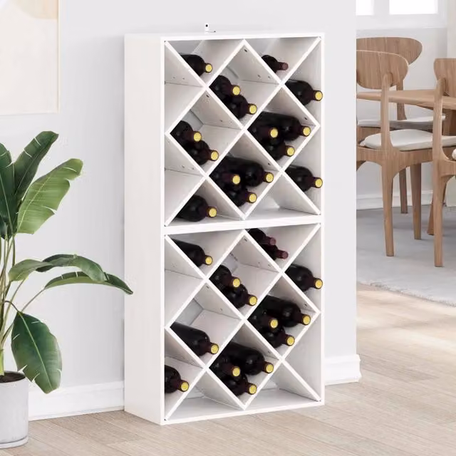 Set di 2 portabottiglie vidaXL in pino massello bianco laccato L 62 cm x P 25 cm x H 62 cm