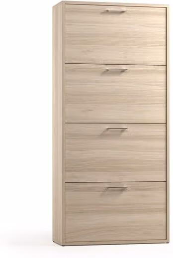 Scarpiera TERRANEO Alby con 4 ante a ribalta, colore olmo, L 67 x H 147 x P 28 cm