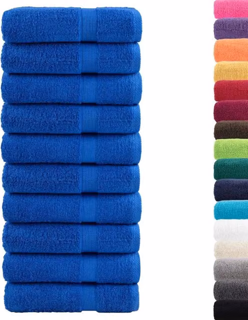 Set di 10 asciugamani da bagno SOLUND in cotone blu, morbidi e certificati Oeko-Tex, L: 150 cm, 600 g/m2