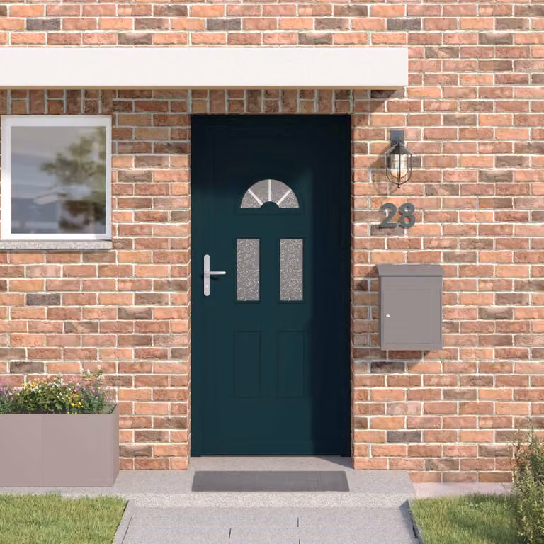 Porta Frontale Moderna vidaXL in PVC e Vetro, Colore Antracite, L: 98 cm, H: 198 cm