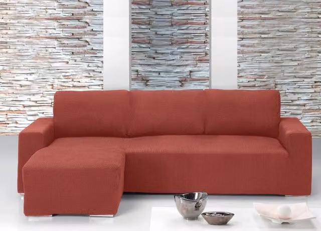 Copridivano con penisola chaise longue Siena Mod Capri color beige Biancheriaweb