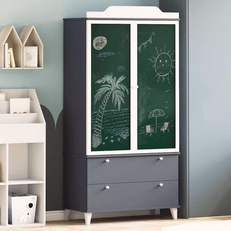 vidaXL Mobile Scatola Creativa per Bambini ROROS Grigio e Bianco L/P/H: 90 x 45 x 180 cm