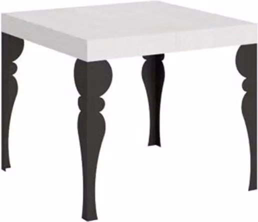 Tavolo allungabile moderno Itamoby in finitura bianco frassino con gambe in metallo antracite L: 90-246 cm, P: 90 cm, H: 77 cm