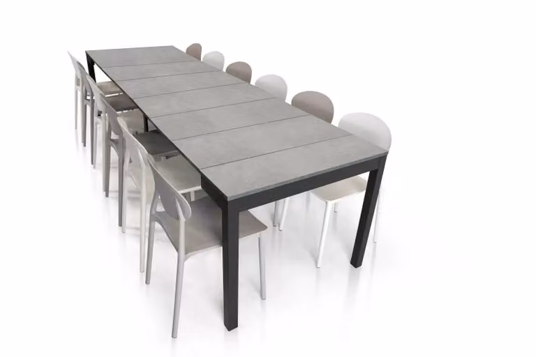 Consolle estensibile Beton Mobili 2G colore grigio L: 90 cm, P: 90 cm, H: 75 cm con 5 allunghe da 50 cm